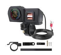 Cargador USB para Motocicleta - ABS De 12-24 V | QC3.0 18W + PD30W - Medidor De Voltaje De Temperatura | Cargador De Carga Rápida para Motocicleta con Luces LED De Seguimiento para Bicicleta: