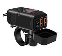 Cargador USB para Motocicleta, Cargador de teléfono móvil para automóvil Toma USB Moto Dual USB QC 3.0 a Prueba de Agua, Adecuado para automóviles DC12V, Motocicletas, ATV, SUV, Barcos