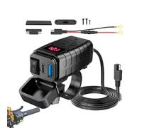 Cargador USB para motocicleta - PD 3.0 - Conector de carga rápida con voltímetro y zócalo | puerto USB - Adaptador de red - Teléfonos Tabletas, accesorios para moto resistente a la intemperie para la