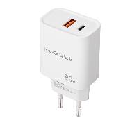 Nanocable Cargador de pared 10.10.2007 USB-C/PD + USB-A/QC 20W Blanco