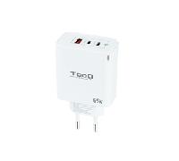 Cargador Universal 2x USB-C/PD + USB-A/QC 65W (Blanco) - TOOQ