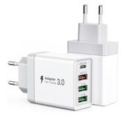 Cargador USB, PD20W & QC3.0, Cargador múltiple rápido, estación de Carga 33W, Adaptador USB de 4 Puertos Compatible con iPhone 12/13/14/15/16, Samsung S22/S23/S24 y Otros Dispositivos.
