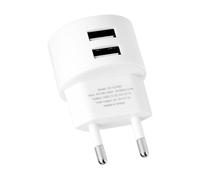 Cargador usb plano 2 puertos adaptador enchufe cargador de pared plano doble puerto 5 v 2,1a chip de seguridad inteligente función de carga rápida enchufe europeo compacto para varios dispositivos usb