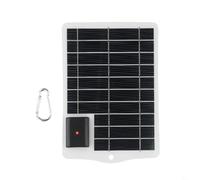 Cargador USB portátil de 5 W con panel solar de 5 V, carga rápida de polisilicio para viajes al aire libre, banco de energía de vidrio templado impermeable para teléfono tableta, negro (blanco)