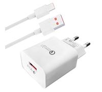 Cargador USB rápido de 18 W, Quick Charge 3.0 Adaptador y 1.5 Meter USB C Cable, para P10 Lite/P9 Lite/Y7/Y6/P Smart 2019/P8/P8 Lite,Mate 20 Pro Lite,Nova 5T/9/10/8i,Galaxy S23/S22/S21/S10/S9/S9/S9/S9