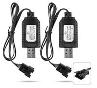 Cargador USB RC 7,4V para Baterías LiPo, 2 Pcs Cargador Coche Teledirigido con Conector SM-4P Plug, Compatible con Coche RC Barco Drone Aviones RC y Otros Juguetes de Control Remoto, indicador LED