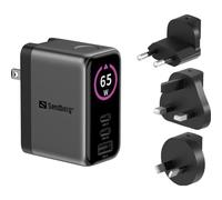 Cargador USB Sandberg Travel Charger PD65W Display 3 Puertos