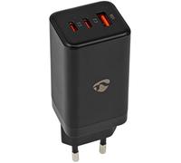 Cargador USB universal - 2x USB-C + 1x USB-A Carga rápida GaN de 65 W (Negro) - NEDIS