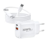 Cargador USBC 30W para for iPhone 16/15/15 Plus/15 Pro/15 Pro MAX/Google Pixel 9/8/7/6 Pro/Xiaomi, Cargador Tipo C Carga Rapida Enchufe USB C Adaptador con Cable USB C para Samsung Galaxy S25 S24 S23
