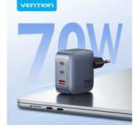 Cargador Vention de 70W GaN con Carga Rápida 3.0, Cargador USB C para iPhone 17 16 15 Pro, iPad, Macbook Air, Tablet, Cargador Rápido PD Tipo C