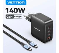 Cargador Vention GaN de 140W con USB Tipo C para iPhone 17, 16, 15, 14 Pro Max, iPad, Samsung, Laptops, PD3.0, QC4.0, Cargador Rápido para Teléfono