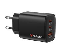 Cargador Verbatim 32352 65W GaN 2x USB-C 1x USB-A Carga Rápida Negro