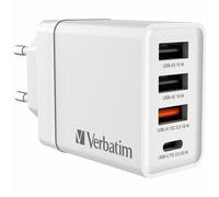 Cargador Verbatim 49700 Interior 2xUSB 1xUSB-C Carga Rápida Blanco Universal