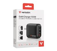 VERBATIM CARGADOR GAN 100W 3 PUERTOS