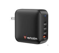 Cargador Verbatim Mini GaN Adaptador de viaje 165 W 1x USB-A, 3x USB-C Power Delivery, USB PD 3.1, QC 3.0 negro carga