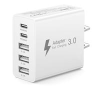 Cargador Viaje USA, Adaptador Enchufe USA, Adaptador Canadá con 2 Puertos USB-C Carga Rápida & 3 USB-A para EE.UU./Canadá/México/Japón, Clavija Americana Tipo A/B 50W, Enchufe Viaje USA