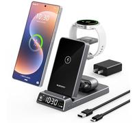 Cargador Wireless para Samsung Estación de Carga con Reloj para Samsung Galaxy S26/S25/Z Flip 7/6/Bud 4/3, Cargador de Reloj para Galaxy Watch 8/7/6, Base de Carga Wireless Plegable 3 en 1