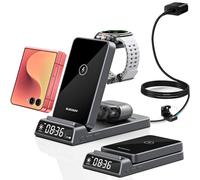 Cargador Wireless para Samsung Estación de Carga con Reloj para Samsung Galaxy S26/S25/Z Flip 7/6/Bud 4/3, Cargador de Reloj para Galaxy Watch 8/7/6, Base de Carga Wireless Plegable 3 en 1