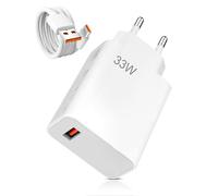 Cargador Xiao-mi 33W Rápido con Cable USB Tipo C de 1M, Cargador de Pared para Xiao-mi Redmi 14, 13, 12, 12t, 11, Note K60, K50, Poco C75 A5 F3 X6, F5, X5, Mi 9/10, Mi Mix 3