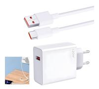 Cargador Xiaomi 120W, Rápido Cargador 120W Combo (Type-A) - 1 m Cable USB-C para Redmi Note 14 Pro 13 Pro 12, para Xiaomi 14T Pro/14 Ultra/13T Pro/12T/13, Redmi Poco X6 X4