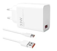 Cargador Xiaomi 33W Rápido con Cable USB Tipo C de 1M, Cargador de Pared para Xiaomi Redmi 14, 13, 12, 12t, 11, Note K60, K50, Poco X6, F5, X5, Mi 9/10, Mi Mix 3, Carga Rápida USB-C