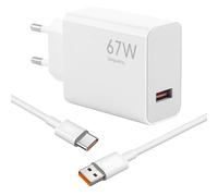 Cargador Xiaomi 67W USB C, Cargador Rápido para Xiaomi 15 14 13T 12 Pro Redmi Note 13 Pro 12 11 Poco X6 X5 F5 F4 con Cable Tipo C 1.5M Adaptador de Pared Turbo