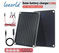 Cargador y mantenedor de batería LEAORLD 12V 10W, kit de carga de por goteo de panel solar para batería de 12V para coche, barco, embarcación y autocaravana