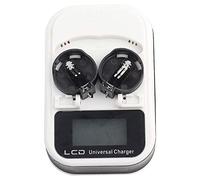 Cargadore Pilas Botón, Cargador Bateria LCD AC100~240V Entrada Voltaje Amplio Celda Moneda Recargable Boton Ione Litio Batería Pantalla Botón Apto Enchufe Pila Tipo Alta Capacidad Recarga Indicador