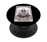 Cargando mis Cristales con la Carta del Tarot Esqueleto de rencor Puro PopSockets PopGrip Adhesivo