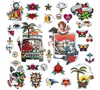 CARGEN Vintage Tatuaje Temporal Sailor Jerry Tatuajes Temporales Tatuaje Tradicional Cool Classic Old School Pegatinas Para Hombres Mujeres Para Niños Niñas Para Fiesta A Prueba De Agua