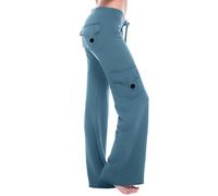 Cargo Yoga Pants for Women High Rise Elastic Waist Yoga Leggings Plus Size Stretch Flare Leggings with Multi Pockets (13,XS)