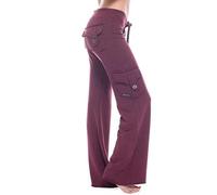 Cargo Yoga Pants for Women High Rise Elastic Waist Yoga Leggings Plus Size Stretch Flare Leggings with Multi Pockets (7,XS)