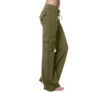 Cargo Yoga Pants for Women High Rise Elastic Waist Yoga Leggings Plus Size Stretch Flare Leggings with Multi Pockets (3,XS)