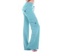 Cargo Yoga Pants for Women High Rise Elastic Waist Yoga Leggings Plus Size Stretch Flare Leggings with Multi Pockets (17,XXL)