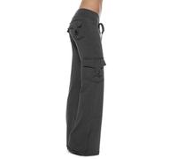 Cargo Yoga Pants Women Soft Wide Leg Plus Size Lounge Sports Trousers with 4 Pockets Cargos Y2k High Waisted Sweatpants (Gray/C,L)