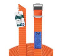 CargoVA® Correa con trinquete, Juego de 6 Unidades, 25 mm x 3 m de Largo, Resistencia a la Rotura de 250 kg, Correa de trinquete de Color Naranja.