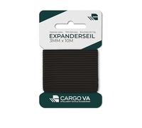 CargoVA - Cuerda de goma de 3 mm, 10 m, color negro, 70% de estiramiento, resistente a la intemperie para remolques, toldos, lonas UVM