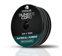 CargoVA - Cuerda elástica 10mm 10m Negra - Cuerda expansora 80% Elasticidad - Cuerda Resistente a la Intemperie para remolques, toldos, Lonas y más