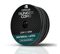 CargoVA - Cuerda elástica 5mm 20m Negra - Cuerda expansora 70% Elasticidad - Cuerda Resistente a la Intemperie para remolques, toldos, Lonas y más