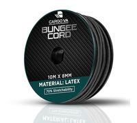 CargoVA - Cuerda elástica 8mm 10m negra - Cuerda expansora 70% elasticidad - Cuerda resistente a la intemperie para remolques, toldos, lonas y más