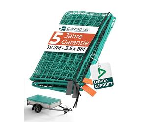 CargoVA® Intelligent Trailer Net 3x4M - Red de suspensión con Cuerda de Caucho, Marcado en Las Esquinas - para asegurar Perfectamente la Carga