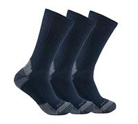 Carhartt Midweight Cotton Blend Sock 3 Pack Calcetines, Azul Marino, M (Pack de 3) para Hombre