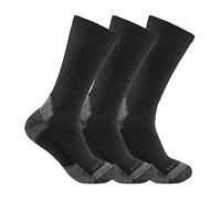 Carhartt Calcetines de Mezcla de algodón de Peso Medio, Paquete de 3, Negro, L para Hombre