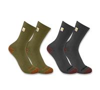 Carhartt Calcetines de peso medio con logotipo para hombre, paquete de 2, Paquete de 3 unidades variadas, Large