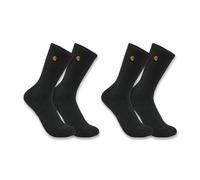 Carhartt Calcetines Force Midweight Crew Pack de 2 Trabajo, Negro, M para Hombre
