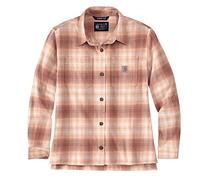 Carhartt Camisa de franela a cuadros de manga larga para mujer, STUCCO, M
