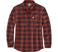 Carhartt Camisa de manga larga para hombre de franela L/S a cuadros, rojo ocre, XXL
