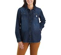 Carhartt Camisa de manga larga de mezclilla de ajuste relajado para mujer, Zion, Small