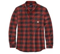Carhartt Camisa de manga larga para hombre de franela L/S a cuadros, rojo ocre, XXL