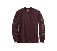 Carhartt Camiseta de corte holgado de manga larga gruesa con estampado y manga con logotipo para hombre, roja, XXL